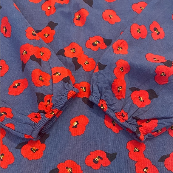 Companies Fantastica Poppy L/S Grey Red Should Ruffle Top Blouse Size Medium - Picture 7 of 11